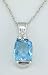 14K Cushion Cut Blue Topaz and Diamond Pendant.