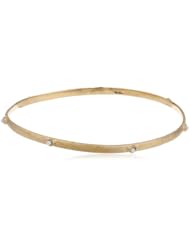 Gold Plated Brass Bangle Bracelet with Glass Accents