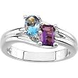 14K White Gold Sky Blue Topaz and Amethyst Ring