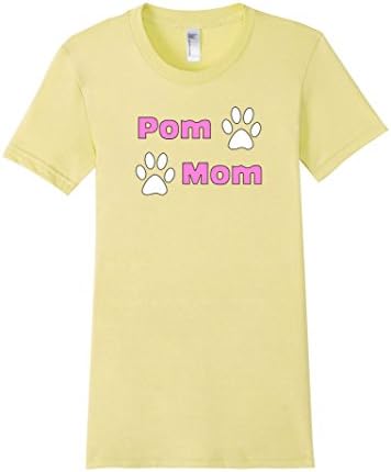 Women's Pom Mom - Pomeranian Dog Lovers T-Shirt For Pom Mothers XL Lemon