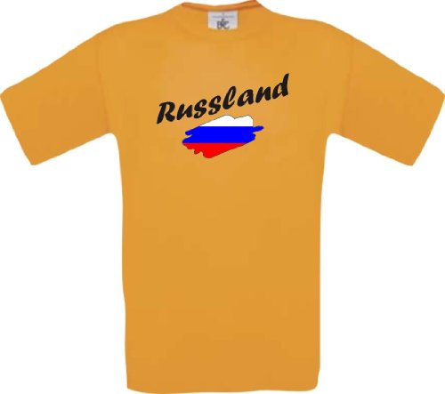 Shirtinstyle Kinder-Shirt WM Ländershirt Russland diverse Farben, Farbe orange, Größe 104