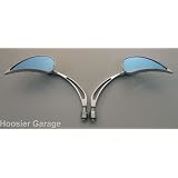 Chrome Motorcycle Mirrors Blade Tear Drop w Flame Pair SF002 by GP Thunder