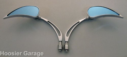 Chrome Motorcycle Mirrors Blade/Tear Drop w/Flame Pair SF002
