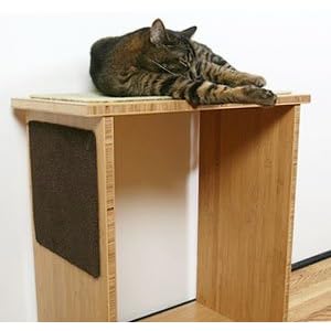 Bastet Cat Scratcher & Lounger : Finish AMBER FLAT : Insert Color Sides LUSH L GREEN : Insert Color Top LUSH M GREEN