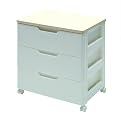 Iris Chest with 3 Drawers and a Natural-Finish Top - White