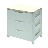 Iris Chest with 3 Drawers and a Natural-Finish Top - White