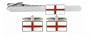 Rhodium plated and enamel set of Cross of St George or English flag cufflinks and matching tie clip with presentation box