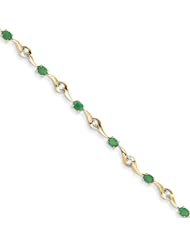 14k Emerald And White Sapphire Oval And Round Bracelet