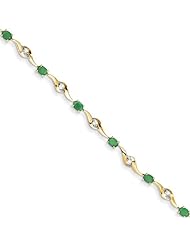 14K Emerald and White Sapphire Oval and Round Bracelet