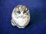 Silver Tabby Persian Cat Collectible Resin Figure