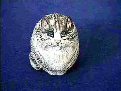 Silver Tabby Persian Cat Collectible Resin Figure
