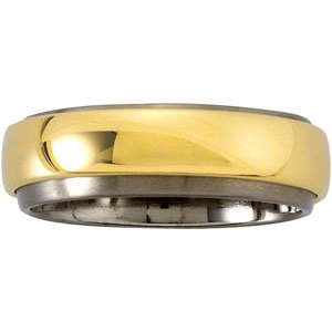 Genuine IceCarats Designer Jewelry Gift Titanium & 14K Yellow Gold Wedding Band Ring Ring. 6Mm/4.25Mm Ti_14Ky Rotating Band Rotating Band In Titanium & 14K Yellowgold Size 9
