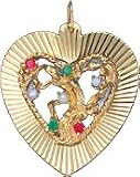 Tree of Life in Open Heart, 14K Gold Charm