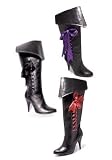 4 inch Heel Pirate Boot Women's Size Shoe With 3 Ribbons and Foldover