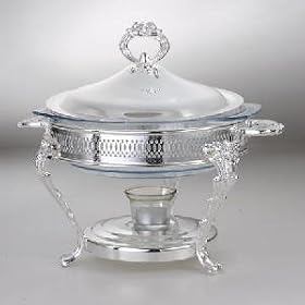 FOOD WARMER - 2 QUART ROUND FOOD WARMER CENTERPIECE - silver casserole