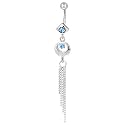 Belly Navel Rings Tasseled Blue Crystal Circle Square Dangle Color