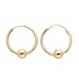 14K Gold V3MM BALL ON ENDLESS HOOP EARRING