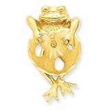 14k Frog Holding Heart Shaped Lilly Pad Slide - JewelryWeb