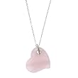Sterling Silver Rose Quartz Curve Heart Pendant,18"