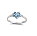 Heart Simulated Aquamarine Cubic Zirconia Ring Sterling Silver 925 (Sizes 3-15)