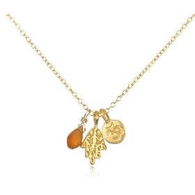 Satya Jewelry Gold Vermeil Carnelian Mini Triple