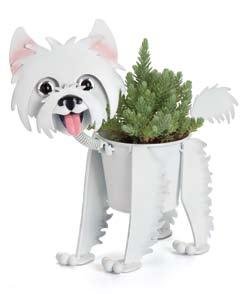 Mini Painted Westie Planter, 4 Inch Pot Holder - White