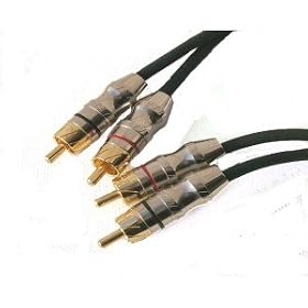 1 Metre High Quality Gold Metal Plug 2x Phono to 2x Phono RCA Cable