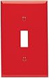 Leviton 80701-R 1-Gang Toggle Device Switch Wallplate, Standard Size, Thermoplastic Nylon, Device Mount, Red
