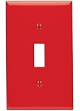 Leviton 80701-R 1-Gang Toggle Device Switch Wallplate, Standard Size, Thermoplastic Nylon, Device Mount, Red
