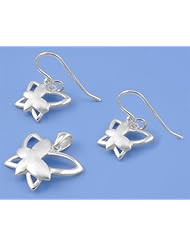 Sterling Silver Elegant Design Butterfly Pendant and Earrings Jewelry Set