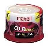 Click here to buy Maxell Music 80x / 700MB CD-R Media for Audio 30 Pack Spindle by Maxell.