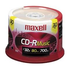 Maxell Music 32x 80 minute / 700MB CD-R Media for Audio, 30 Pack Spindle