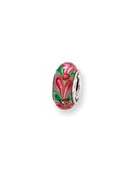 Pink and Green Glass Charm for 3mm Charm Bracelets