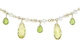 18 5/8 Carat Lemon Quartz, Peridot and Pearl Briolette 14K Yellow Gold Necklace
