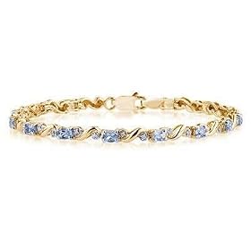 10k Yellow Gold Diamond and Tanzanite Bracelet by 