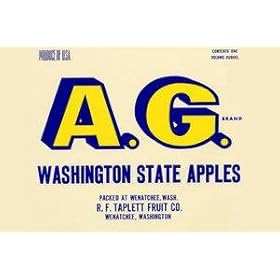  12 X 18 Stretched Canvas Poster A.G. Brand Washington State Apples