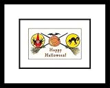 Happy Halloween, Witch and Black Cat Holidays & Greetings Framed Art Poster Print, 19x17