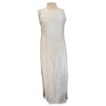 Long Tank Dress - Fern Leaf Garden Hawaiian Aloha Tailored Fit Ankle Length Sheath Dress in Wedding White - XL