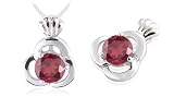 Round Cut garnet Pendant Sterling Silver