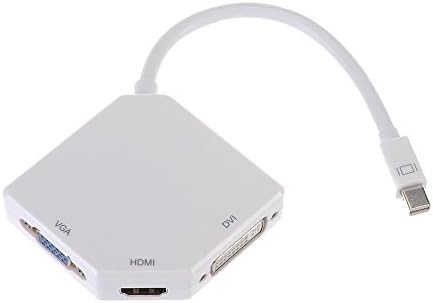 DEVOTION3 in 1 Mini DisplayPort / Thunderbolt to HDMI DVI-I VGA TV HDTV AV Cable Adapter for Apple MacBook Pro, MacBook Air, iMac, Surface Pro 4, Surface Pro 3 - White