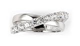 HIGH POLISH CUBIC ZIRCONIA CROSS OVER RING