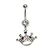 Stainless Steel Belly Ring with Pink/Clear