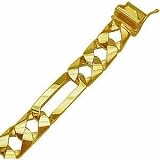 14Kt Yellow Gold Figaro Link Mens Bracelet