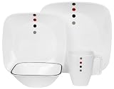 Corelle Square 16-Piece Dinnerware Set, Service for 4, 4 Dots