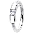 Solid 14K White Gold Cubic Zirconia 14 Gauge Circular Barbell
