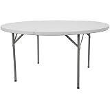 60' Granite White Round Plastic Folding Table