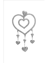 14k White Gold, Multi Heart Fancy Pendant Charm Lab Created Gems 34mm Wide