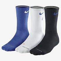 Nike Men's 3-pk. Dri-FIT Cushioned Crew Socks - Made in USA (Large-shoe size: 8-12, Royal/Black/White)
