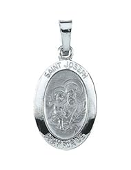14k White-Gold St.Joseph Medal by US Gems