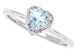 0.53Ct Heart Shaped Aquamarine and Diamond Ring in 10Kt White Gold